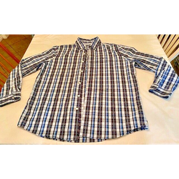 CHAPS Mens Long Sleeve Shirt Size XL Button Down Collar Blue Plaid - Picture 1 of 8